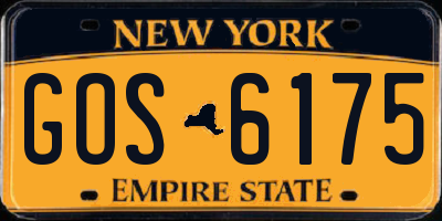 NY license plate GOS6175