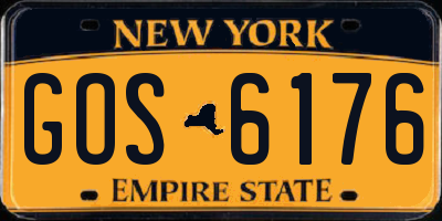 NY license plate GOS6176