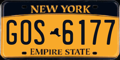 NY license plate GOS6177