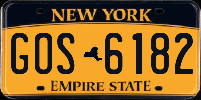 NY license plate GOS6182