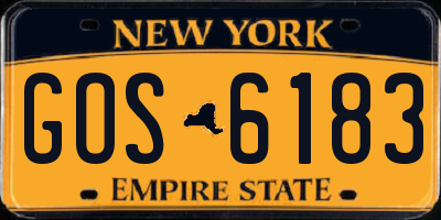 NY license plate GOS6183