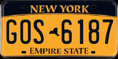 NY license plate GOS6187