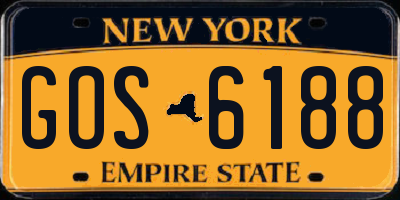 NY license plate GOS6188