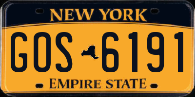 NY license plate GOS6191