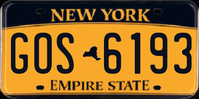 NY license plate GOS6193