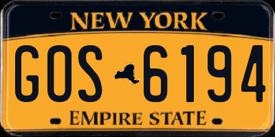 NY license plate GOS6194