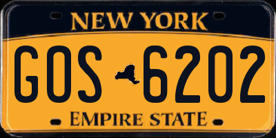 NY license plate GOS6202