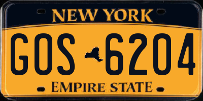 NY license plate GOS6204