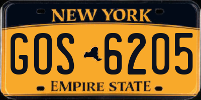 NY license plate GOS6205