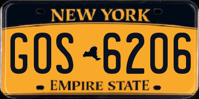 NY license plate GOS6206