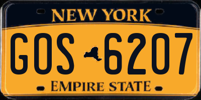 NY license plate GOS6207