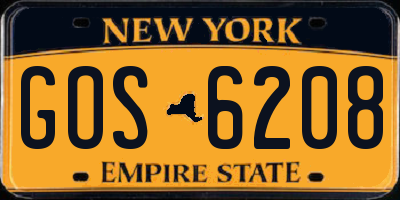 NY license plate GOS6208