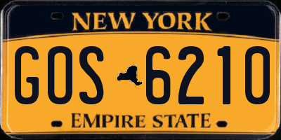 NY license plate GOS6210