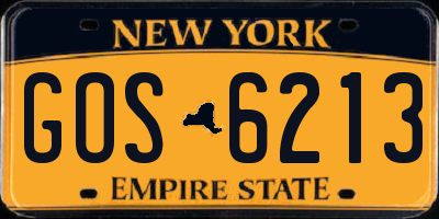NY license plate GOS6213