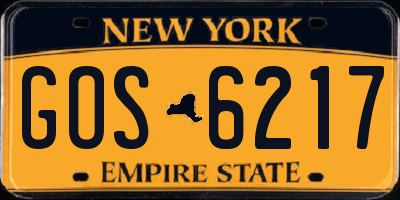 NY license plate GOS6217