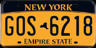 NY license plate GOS6218