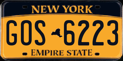 NY license plate GOS6223