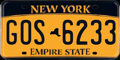 NY license plate GOS6233