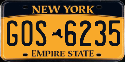 NY license plate GOS6235