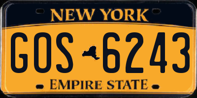 NY license plate GOS6243