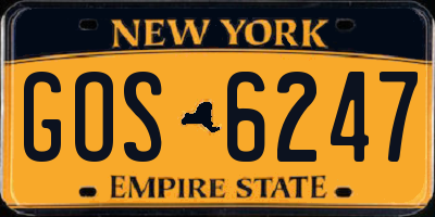 NY license plate GOS6247