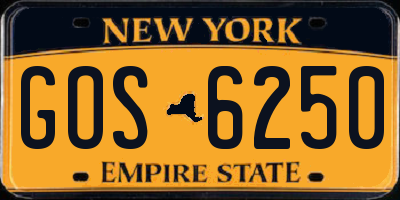 NY license plate GOS6250