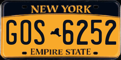 NY license plate GOS6252