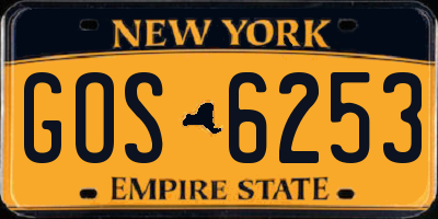 NY license plate GOS6253