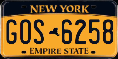 NY license plate GOS6258