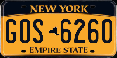 NY license plate GOS6260
