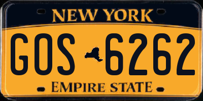 NY license plate GOS6262