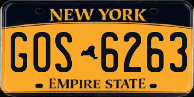 NY license plate GOS6263
