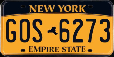 NY license plate GOS6273