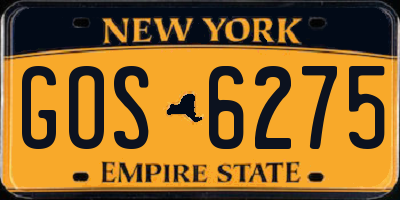 NY license plate GOS6275