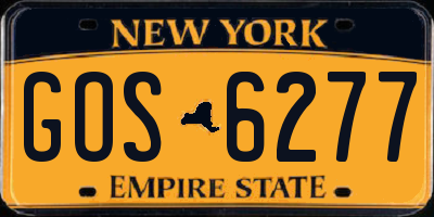 NY license plate GOS6277