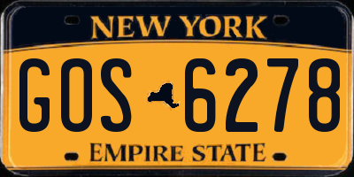 NY license plate GOS6278