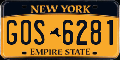 NY license plate GOS6281