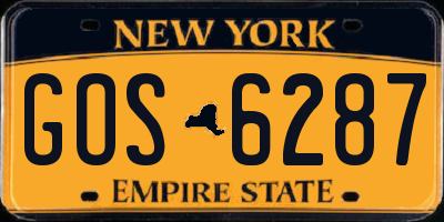 NY license plate GOS6287