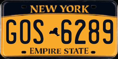 NY license plate GOS6289