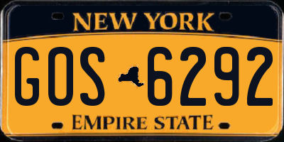 NY license plate GOS6292