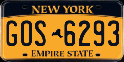 NY license plate GOS6293