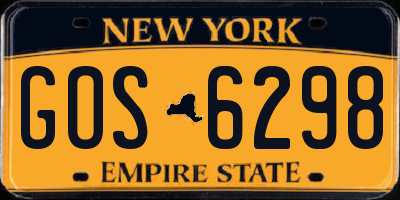 NY license plate GOS6298
