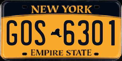 NY license plate GOS6301