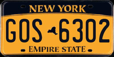NY license plate GOS6302