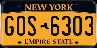 NY license plate GOS6303