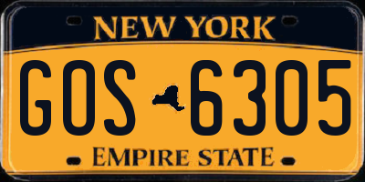 NY license plate GOS6305