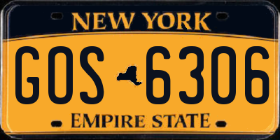 NY license plate GOS6306