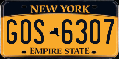 NY license plate GOS6307