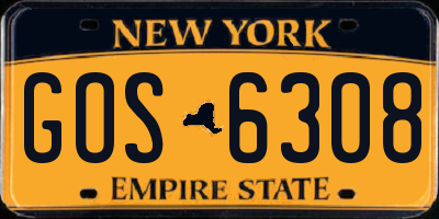 NY license plate GOS6308