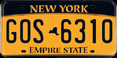 NY license plate GOS6310